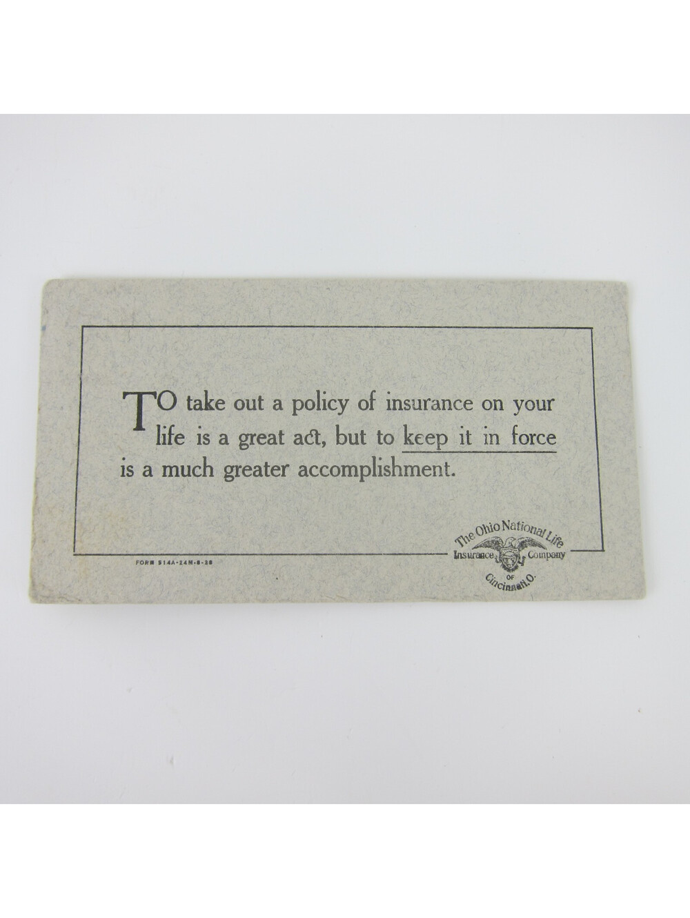 Advertising Ink Blotter Ohio National Life Insurance Company Cincinnati Ohio